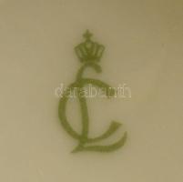 6 db porcelán teáscsésze + 6 db alj, matricás, jelzett, kis kopásnyomokkal