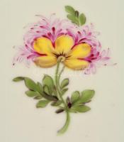 6 db virágmintás porcelán süteményes tál, kézzel festett, jelzett, kopásnyomokkal, hajszálrepedéssel...