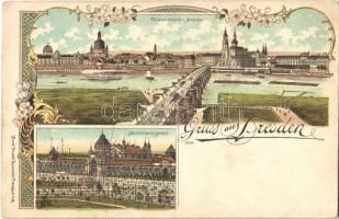 Dresden, Altstadt, Ausstellungspalast / old town, exhibition palace. Kunstanstalt Rosenblatt Art Nouveau, floral, litho