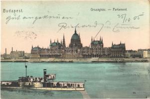 1905 SMS Leitha (Lajta monitor) az Országház előtt, Dunai Flottilla / Donau-Flottille / Hungarian Danube Fleet river guard ship in Budapest. S.L.B. 54.