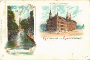 Amsterdam, Het Nieuwe Postkantoor, Groenburgwal / new post office. J. H. Schäfer, floral, litho