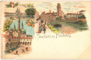 Padova, Padua; Osservatorio, Prato della Valle, S. Antonio / observatory, church. Künzli Nr. 283. Art Nouveau, floral, litho
