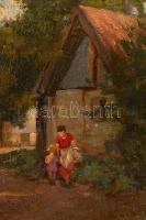 Kárpáthy Jenő (1870-1950): Falusi utcarészlet. Olaj, karton, jelzett, keretben, 30×44,5 cm