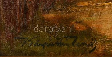 Kárpáthy Jenő (1870-1950): Falusi utcarészlet. Olaj, karton, jelzett, keretben, 30×44,5 cm