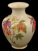 Thomas Ivory Bavaria német virágmintás porcelán váza, matricás, apró kopásnyomokkal, jelzett, m: 29,5 cm