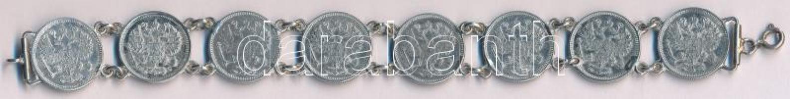 Orosz Birodalom 1915. 10k Ag + 1916. 10k Ag (7x) Ag fülekkel és kapoccsal, láncként összefűzve (br. ...