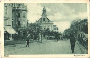 1923 Pécs, Irgalmas utca, villamos (EK)