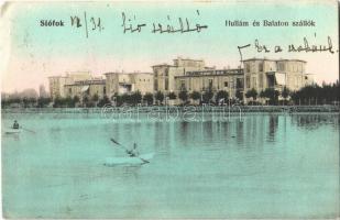 1906 Siófok, Hullám és Balaton szállók, evezős csónak. Balatoni Szövetség kiadása (EK)