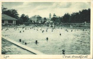 1937 Eger, Városi strandfürdő, fürdőzők (EK)