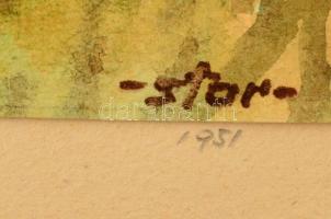 Sostarics Lajos (1896-1968): Schmidt-kastély 1951 (A kiscelli kastély és parkerdő). Akvarell, papír,...