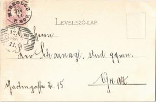 1898 Miskolc, Hámori képek, csónakázók. Gedeon és Társa kiadása. Art Nouveau, floral (vágott / cut)