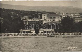 1929 Crikvenica, Cirkvenica; Dom Dr. Seidl / hotel, spa, bathers, seashore, beach. S. Afanasjev photo (EB)