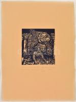 Ágotha Margit (1938-2015): Intermediumok VII 1984. Poétikus színház. Linómetszet, merített papír, jelzett, 15x14 cm
