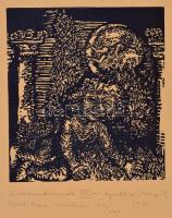 Ágotha Margit (1938-2015): Intermediumok VII 1984. Poétikus színház. Linómetszet, merített papír, je...