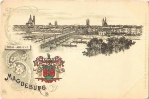 Magdeburg. Heraldische Postkarte No. 6. F. Astholz Art Nouveau, litho