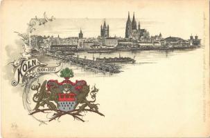 Köln, Cologne; Blick v. Deutz. Heraldische Postkarte No. 15. F. Astholz Art Nouveau, litho