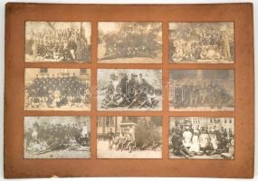 1914 "Magyarország anyái" - vágott emléklap a háborúba készülő katonákról, hátoldalán 9 db...
