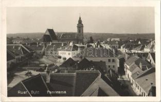 1933 Ruszt, Rust am Neusiedlersee; Panorama / látkép templommal / general view with church (EK)