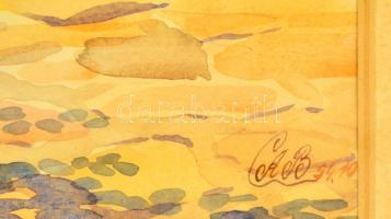 AB jelzéssel: Margitszigeti kút, akvarell, papír, paszpartuban, üvegezett fa keretben, 48×34,5 cm