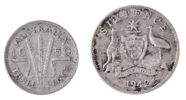 Ausztrália 1942S 6p Ag + 1950. 3p Ag T:2,2- patina
Australilia 1942S 6 Pence + 1950. 3 Pence Ag C:X...