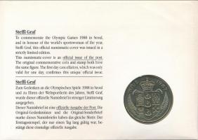 Niue 1987. 5$ "Steffi Graf" sorszámozott érmés borítékon elsőnapi bélyegzés, hátoldali ism...