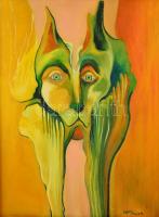 Szlávics Alexa (1962-): Ragadozó. Olaj, vászon, jelzett, keretben, 80×60 cm