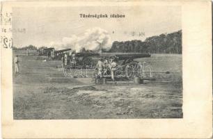 1914 Tüzérségünk tűzben / WWI K.u.K. (Austro-Hungarian) military, artillery with firing cannons (EK)