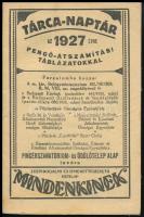 1927 Tárcanaptár pengőátszámítási táblázatokkal, kiadja: Szépirodalmi és Ismeretterjesztő Hetilap