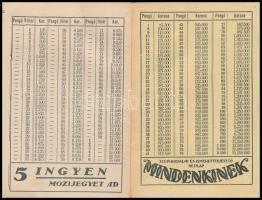 1927 Tárcanaptár pengőátszámítási táblázatokkal, kiadja: Szépirodalmi és Ismeretterjesztő Hetilap