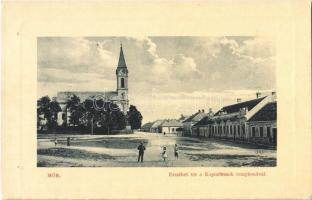 Mór, Erzsébet tér, Kapucinusok temploma. W. L. Bp. 5435. Eibisch Antal kiadása