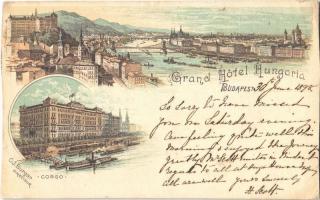 1898 (Vorläufer!) Budapest, Grand Hotel Hungária, Corso. Art Nouveau, floral (EK)