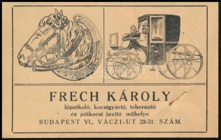 1928 Bp. VI., Frech Károly lópatkoló, kocsigyártó, teherautó és pótkocsi javító műhelye jegyzék