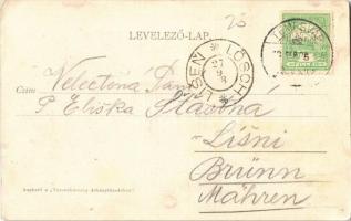 1908 Temesvár, Timisoara; Benauer utca, Horgony kávéház, villamos / Benauergasse / street view, café...