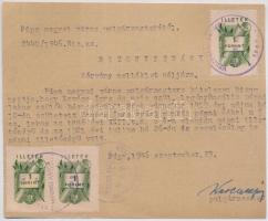 Pápa 1945. "Húsjegy" ívben, kitöltetlen, hátulján bizonyítvány bélyegekkel T:I-