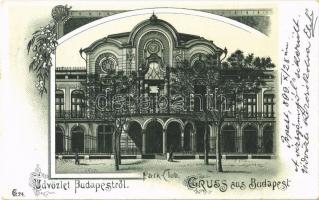 1899 Budapest XIV. Városliget, Park-Club. Art Nouveau, floral, litho
