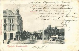 1907 Komárom, Komárnó; Baross utca, piac / street, market  (EK)