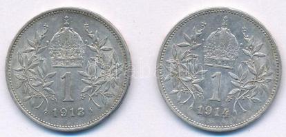 Ausztria 1913-1914. 1K Ag "Ferenc József" (2xklf) T:1-
Austria 1913-1914. 1 Corona Ag &qu...