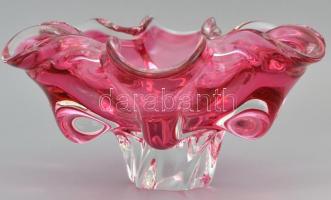 Kínáló tál. Formába öntött, csiszolt üveg. Hibátlan. d: 26 cm