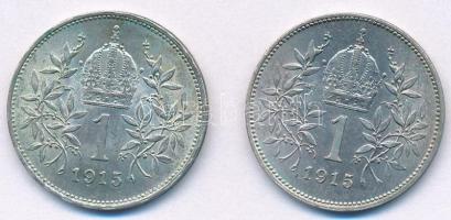 Ausztria 1915. 1K Ag "Ferenc József" (2x) T:1-
Austria 1915. 1 Corona Ag "Franz Jose...