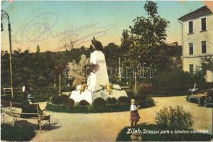 1914 Zilah, Zalau; Szikszai park, Tuhutum emlék / park, monument (EK)