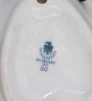 Hollóházi Erika mintás kis porcelán tárgyak, 3 db, matricás, jelzett, kis kopásnyomokkal