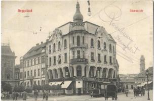 1915 Nagyvárad, Oradea; Bémer tér, fogorvos, Koch testvérek, Erdős és Grünfeld üzlete, villamos / square, shops, dentistry