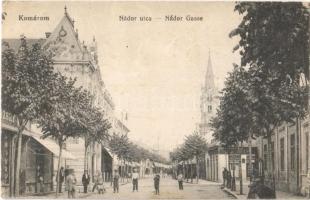 1915 Komárom, Komárno; Nádor utca, üzletek. L. H. Pannonia 7577. / street view, shops (EK)