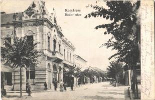 1915 Komárom, Komárno; Nádor utca, üzletek. Spitzer Sándor kiadása / street view, shops (EB)