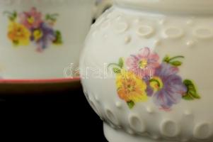 Alba Iulia porcelán mokkás készlet, matricás, jelzett, hiányos + 2 csésze, kopásnyomokkal