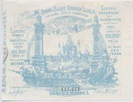 Belgium 1885. 1Fr sorsjegy T:III  Belgium 1885. 1 Franc lottery ticket C:F