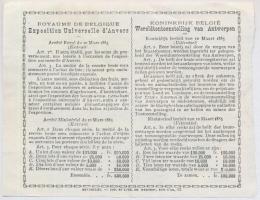 Belgium 1885. 1Fr sorsjegy T:III 
Belgium 1885. 1 Franc lottery ticket C:F