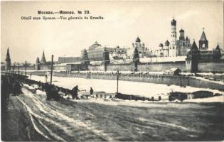 Moscow, Moskau, Moscou; Vue generale du Kremlin / general view, Kremlin in winter, frozen Moskva river. Phototypie Scherer, Nabholz & Co. (cut)