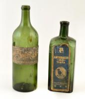 Müllert Testvérek Antrachen Tinta és Sűrített Indigó üveg, 2 db, kopásnyomokkal, m: 24 és 28 cm