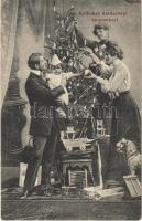 1915 Kellemes Karácsonyi Ünnepeket / Christmas greeting, Christmas tree, toys (EK)